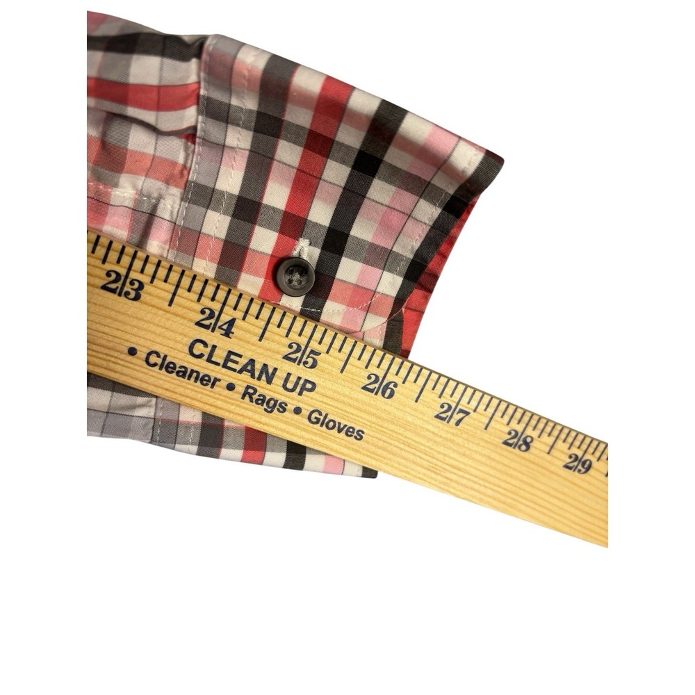 Wrangler‎ Shirt Mens Large Tall Button Up Western Plaid Pink Ribbon - Picture 6 of 7